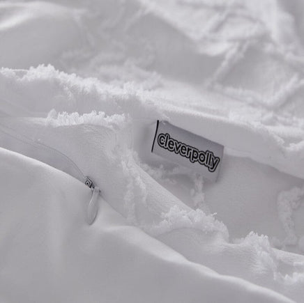 Tufted ultra soft microfiber quilt cover set-double white Home & Garden Kings Warehouse 