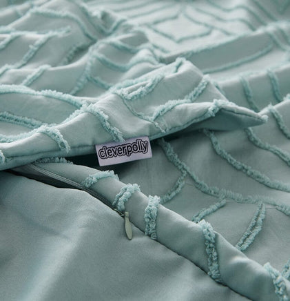 Tufted ultra soft microfiber quilt cover set-king sage green Home & Garden Kings Warehouse 