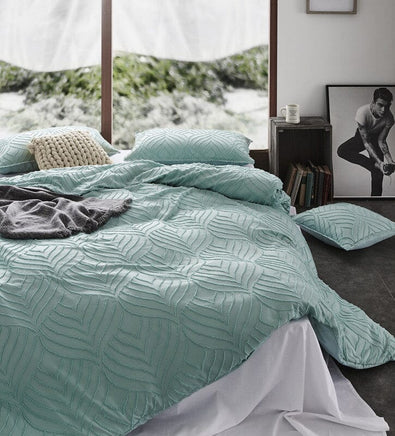 Tufted ultra soft microfiber quilt cover set-king sage green Home & Garden Kings Warehouse 