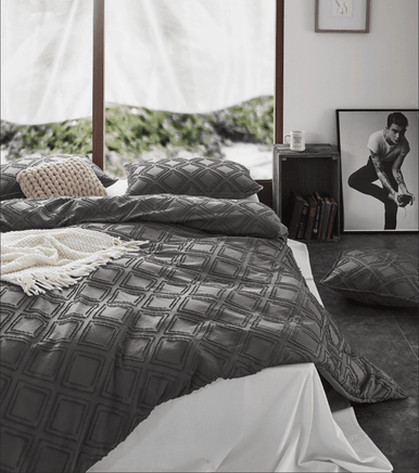 Tufted ultra soft microfiber quilt cover set-king smoke Home & Garden Kings Warehouse 