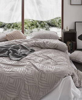 Tufted ultra soft microfiber quilt cover set-queen beige Home & Garden Kings Warehouse 