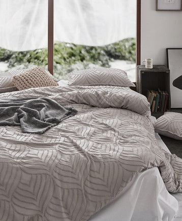 Tufted ultra soft microfiber quilt cover set-queen beige Home & Garden Kings Warehouse 