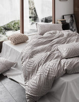 Tufted ultra soft microfiber quilt cover set-queen beige Home & Garden Kings Warehouse 