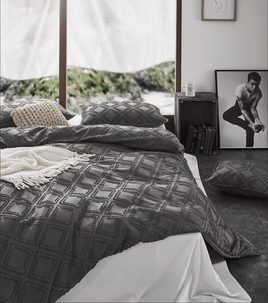 Tufted ultra soft microfiber quilt cover set-queen smoke Home & Garden Kings Warehouse 