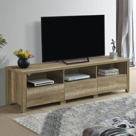 TV Cabinet 3 Storage Drawers with Shelf Natural Wood like MDF Entertainment Unit in Oak Colour Furniture Kings Warehouse