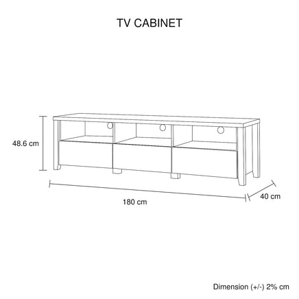 TV Cabinet 3 Storage Drawers with Shelf Natural Wood like MDF Entertainment Unit in Oak Colour Furniture Kings Warehouse 