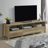 TV Cabinet 3 Storage Drawers with Shelf Natural Wood like MDF Entertainment Unit in Oak Colour Furniture Kings Warehouse 