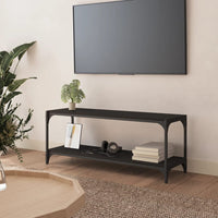 TV Cabinet Black 100x33x41 cm Engineered Wood and Steel Kings Warehouse 