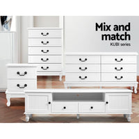 TV Cabinet Entertainment Unit 160cm White Kubi Furniture Kings Warehouse 