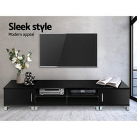 TV Cabinet Entertainment Unit 190cm Black Danson Furniture Kings Warehouse 