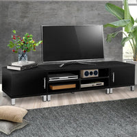 TV Cabinet Entertainment Unit 190cm Black Danson Furniture Kings Warehouse 