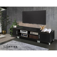 TV Cabinet Entertainment Unit 190cm Black Danson Furniture Kings Warehouse 