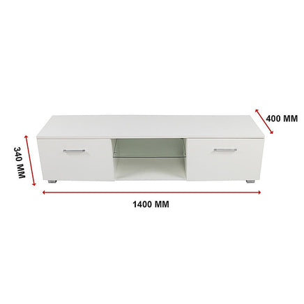 TV Cabinet Entertainment Unit Stand High Gloss Storage Shelf 140cm White Furniture Kings Warehouse 
