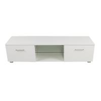 TV Cabinet Entertainment Unit Stand High Gloss Storage Shelf 140cm White Furniture Kings Warehouse 