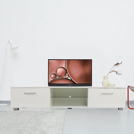 TV Cabinet Entertainment Unit Stand High Gloss Storage Shelf 140cm White Furniture Kings Warehouse 