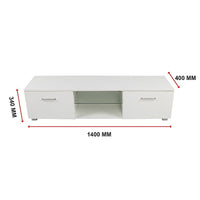 TV Cabinet Entertainment Unit Stand High Gloss Storage Shelf 140cm White Furniture Kings Warehouse 