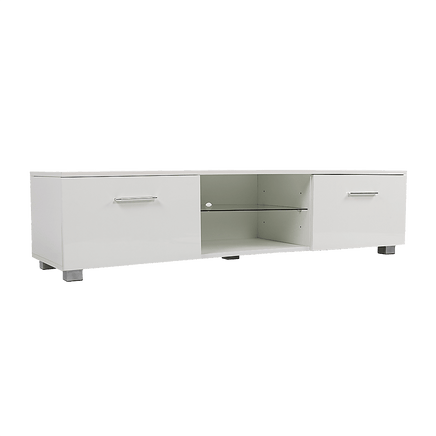 TV Cabinet Entertainment Unit Stand High Gloss Storage Shelf 140cm White Furniture Kings Warehouse 