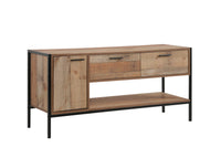 TV Cabinet with 2 Storage Drawers Cabinet Natural Wood Like Particle board Entertainment Unit in Oak colour Furniture Kings Warehouse 