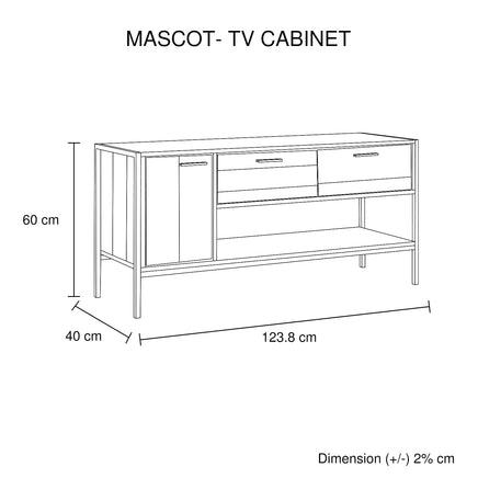 TV Cabinet with 2 Storage Drawers Cabinet Natural Wood Like Particle board Entertainment Unit in Oak colour Furniture Kings Warehouse 
