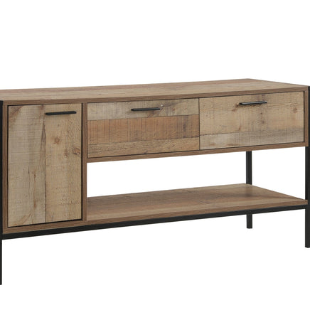 TV Cabinet with 2 Storage Drawers Cabinet Natural Wood Like Particle board Entertainment Unit in Oak colour Furniture Kings Warehouse 