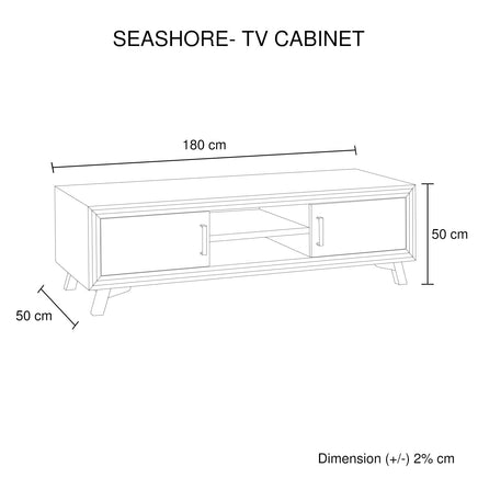 TV Cabinet with 2 Storage Drawers Cabinet Solid Acacia Wooden Entertainment Unit in Sliver Bruch Colour Furniture Kings Warehouse 