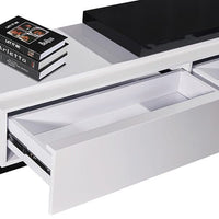 TV Cabinet with 2 Storage Drawers With High Glossy Assembled Entertainment Unit in Black & White colour Kings Warehouse 