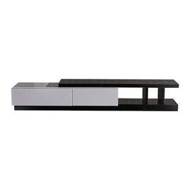 TV Cabinet with 2 Storage Drawers With High Glossy Assembled Entertainment Unit in Black & White colour Kings Warehouse 
