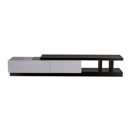 TV Cabinet with 2 Storage Drawers With High Glossy Assembled Entertainment Unit in Black & White colour Kings Warehouse 
