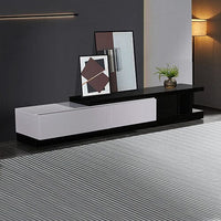 TV Cabinet with 2 Storage Drawers With High Glossy Assembled Entertainment Unit in Black & White colour Kings Warehouse 