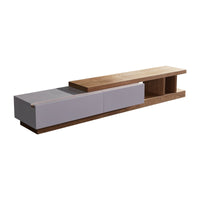 TV Cabinet with 2 Storage Drawers With High Glossy Assembled Entertainment Unit in White Ash colour Furniture Kings Warehouse 
