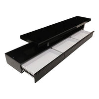 TV Cabinet with 3 Storage Drawers Extendable With Glossy MDF Entertainment Unit in Black Color Furniture Kings Warehouse 