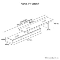 TV Cabinet with 3 Storage Drawers Extendable With Glossy MDF Entertainment Unit in Black Color Furniture Kings Warehouse 