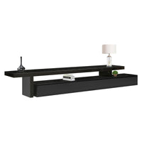 TV Cabinet with 3 Storage Drawers Extendable With Glossy MDF Entertainment Unit in Black Color Furniture Kings Warehouse 