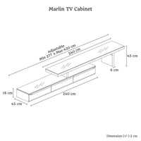 TV Cabinet with 3 Storage Drawers Extendable With Glossy MDF Entertainment Unit in Black Color Furniture Kings Warehouse 