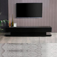 TV Cabinet with 3 Storage Drawers With High Glossy Assembled Entertainment Unit in Black colour Furniture Kings Warehouse 