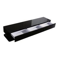TV Cabinet with 3 Storage Drawers With High Glossy Assembled Entertainment Unit in Black colour Furniture Kings Warehouse 