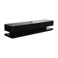 TV Cabinet with 3 Storage Drawers With High Glossy Assembled Entertainment Unit in Black colour Furniture Kings Warehouse 