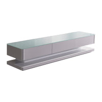 TV Cabinet with 3 Storage Drawers With High Glossy Assembled Entertainment Unit in White colour Furniture Kings Warehouse 