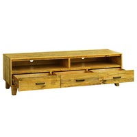 TV Cabinet with 3 Storage Drawers with Shelf in Wooden Entertainment Unit in Light Brown Colour Furniture Kings Warehouse 