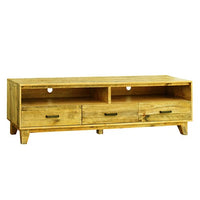 TV Cabinet with 3 Storage Drawers with Shelf in Wooden Entertainment Unit in Light Brown Colour Furniture Kings Warehouse 