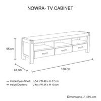 TV Cabinet with 3 Storage Drawers with Shelf Solid Acacia Wooden Frame Entertainment Unit in Chocolate Colour Furniture Kings Warehouse 