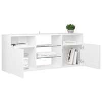 TV Cabinet with LED Lights High Gloss White 120x30x50 cm Kings Warehouse 