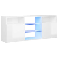 TV Cabinet with LED Lights High Gloss White 120x30x50 cm Kings Warehouse 