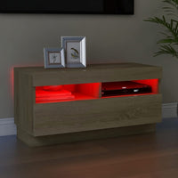 TV Cabinet with LED Lights Sonoma Oak 80x35x40 cm Kings Warehouse 