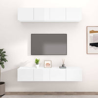 TV Cabinets 4 pcs High Gloss White 80x30x30 cm Engineered Wood