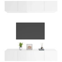 TV Cabinets 4 pcs High Gloss White 80x30x30 cm Engineered Wood living room Kings Warehouse 