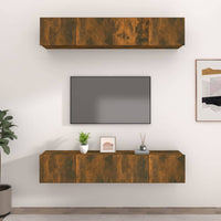 TV Cabinets 4 pcs Smoked Oak 80x30x30 cm Engineered Wood