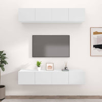 TV Cabinets 4 pcs White 80x30x30 cm Engineered Wood living room Kings Warehouse 
