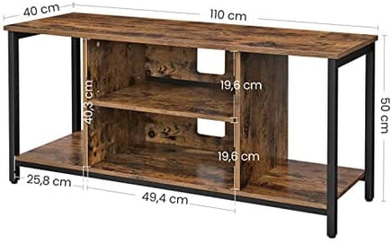 TV Console Unit with Open Storage Rustic Brown and Black Industrial Furniture Kings Warehouse 