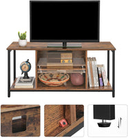 TV Console Unit with Open Storage Rustic Brown and Black Industrial Furniture Kings Warehouse 